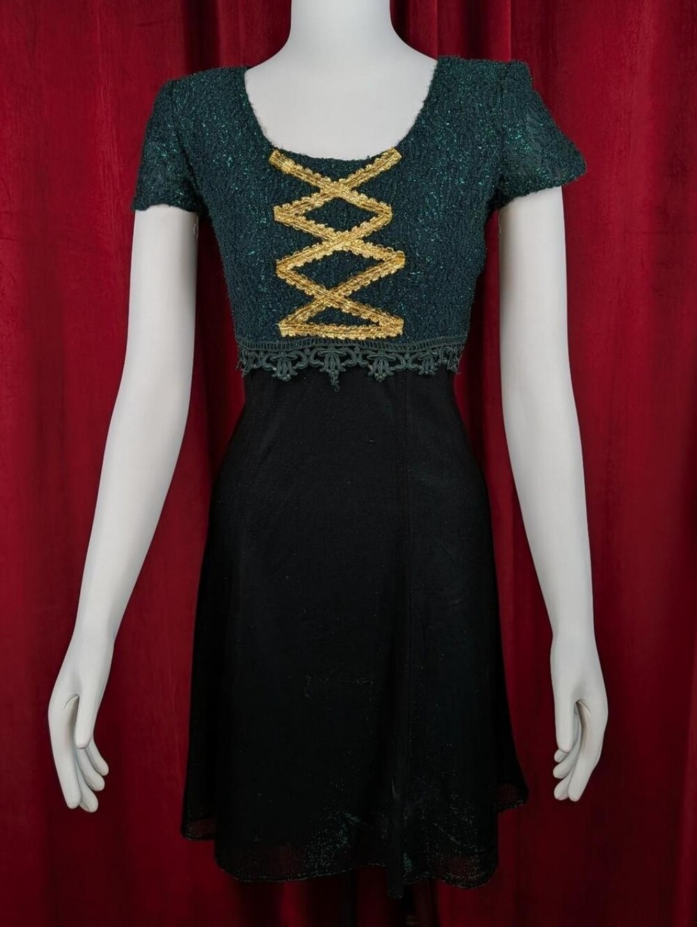 One of a Kind Reworked Vintage 90's Molly Malloy Evening Dark Green Dress